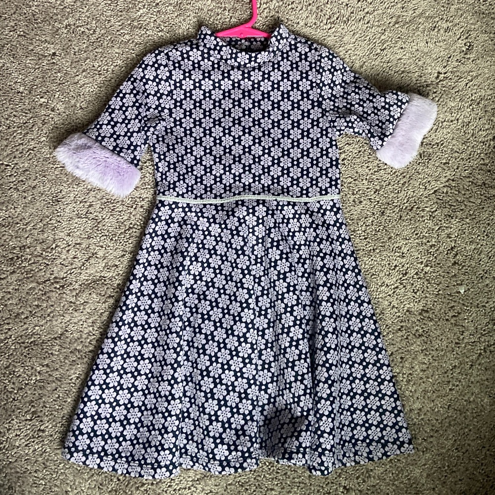Janie and Jack purple fur dress size 5